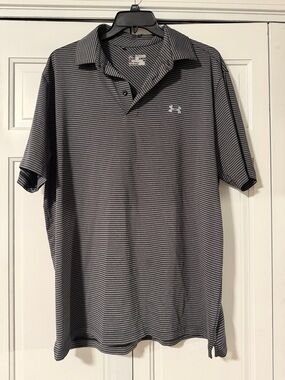 Under Armour Men’s Black & Gray Micro-Stripe Polo